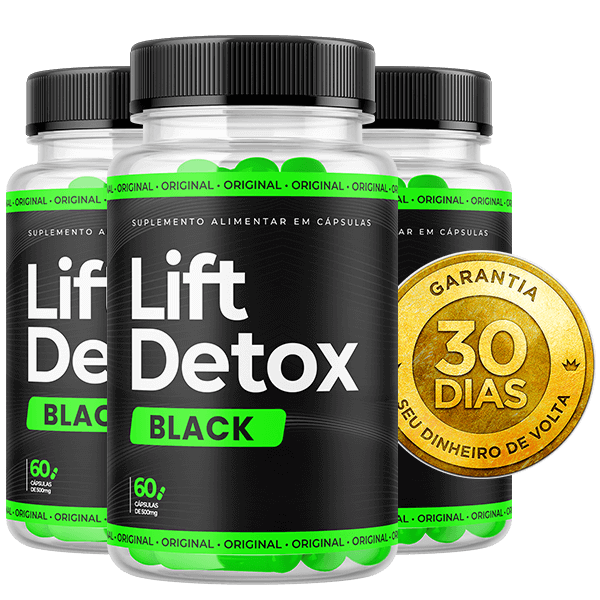 Tres potes de Lift Detox Black Original Site Oficial com selo de garantia de 30 dias