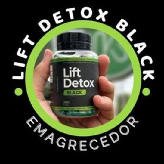 um pote de Lift Detox Black Original Site Oficial no centro da imagem, na mão de alguem